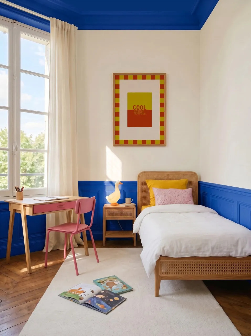 Maddison Ball Cool Girl in Baby Blue & Crimson affiche tirage mat